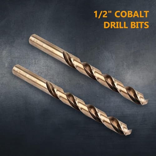POWERTEC 1/2" & 9/32" Cobalt Drill Bits - 12 Pack - M35 HSS Jobber Length Twist Bits with 135° Tip for Drilling Wood, Metal, Stainless Steel, Nickel Alloy, Cast Iron & Plastic (QDB2103) - style: 12PK 1/2" & 9/32" Cobalt Drill Bits (M35 135°)
