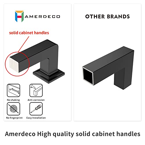 Amerdeco 10 Pack Matte Black Cabinet Pulls 3-3/4 Inch(96MM) Hole Centers Kitchen Cabinet Handles Cabinets Hardware Kitchen Handles for Cabinets Cupboard Handles Drawer Pulls ZH0019 - color: Matte Black, size: 3.75" Hole Center
