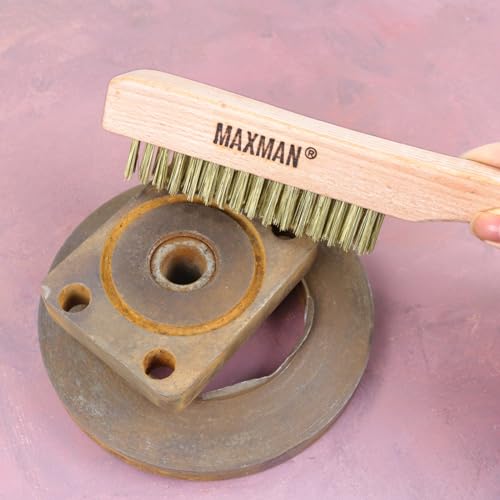 MAXMAN Brass Brush 2Pcs, 10" Heavy Duty Brass Wire Brush, Rust/Weld Remover - style: 2Pcs Brass Brushes