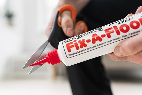 The Original Fix-A-Floor Squeezy All-in-One Repair Adhesive for Loose, Hollow, Creaky Tiles & Wood. Just Drill & Fill! Easy Squeezy! Made in The USA!