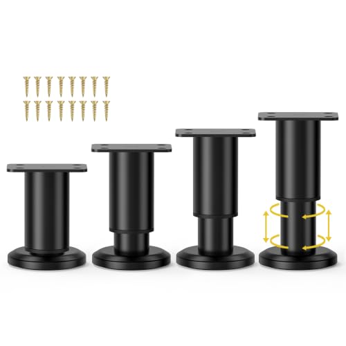 Wlrrcwdttc 4 Pcs Metal Adjustable Furniture Legs 3.15-4.72 inch, Adjustable Cabinet Legs for Sofa/Bed/Chair/Couch/Dresser/Table,Heavy Duty Bed Replacement Support Legs for Bed Frame/Bed Center Slat - size: 3.15-4.72 inch (4pcs)