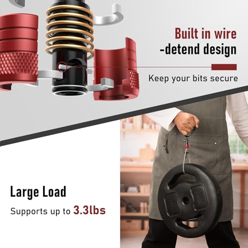 Enhanced Non-Slip Bit Holder 6pcs, 1/4 Drill Bit Holder, Bit Holder Key Chain, Impact Bit Holders for Impact Driver Drill Bit Extension Screwdriver & Drill Bits, w/Black Carabiner Gadget Gift for Men - color: Red&black