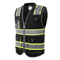 JKSafety Safety Vest for Men Women Hi Vis with Pockets and Cushioned Collar Construction Vest Meet ANSI Standard (BX360) - color: Black, size: Medium