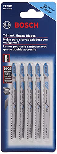 Bosch T123X 5 Pieces 4 in. 10-24P TPI Progressor for Metal T-Shank Jig Saw Blades - size: 4" 10-24 P TPI - 5 pcs, style: Fast Cuts & Long Life for Metal