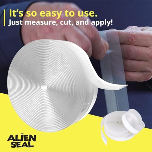 Alien Draft Insulation Tape Transparent Silicone Weather Stripping Door Seal Strip and Under Door Draft Stopper for Windows and Door Bottoms As Seen On TV - size: 16 Feet - Pack of 1