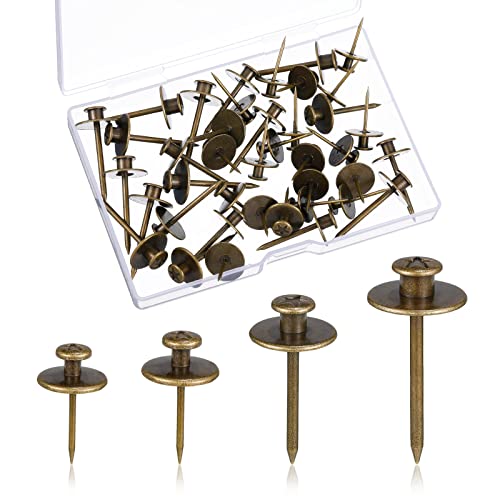Zhengmy 40 Pcs Double Headed Picture Hangers Nails 4 Size, Bronze - color: Bronze