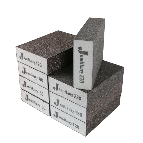 8pcs Sanding Blocks Assortment Kit, Sponge Sand Block Washable and Reusable, Wet & Dry Sandpaper Block - 36/60/80/150 Grit x 1pcs, 120/220 Grit x 2pcs - size: 36/60/80/120/150/220 Grits