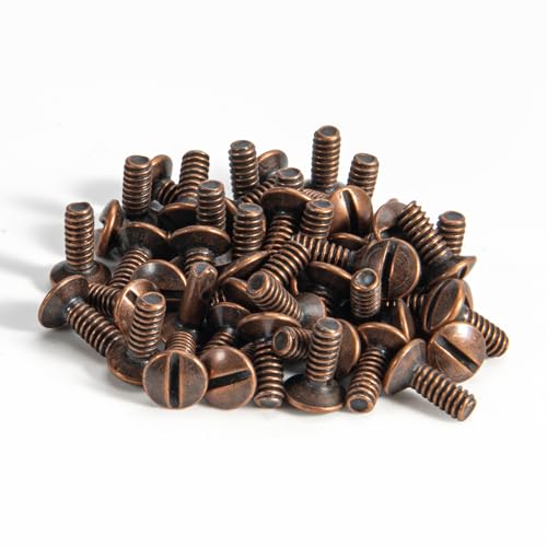 Henne Bery 3/8" Long 6-32 Thread, Oval Head Milled Slot Replacement Wall Plate Screws, 50 Pack, Antique Copper - color: Antique Copper, size: 3/8",50 Pack