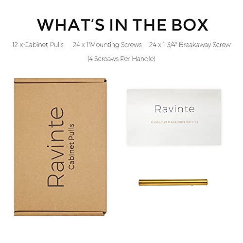 Ravinte Cabinet Handles,5" Length,3" Hole Center,Brushed Brass,12 Pack - color: Brushed Brass