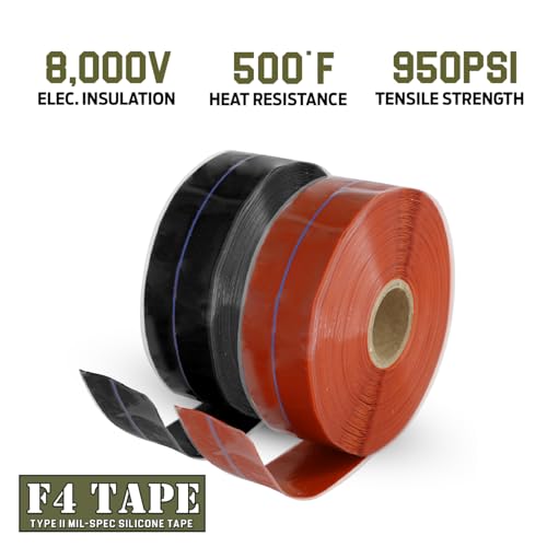 Bond It F4 Tape, Self-Fusing Silicone Tape, Pack of 2, Black & Red - color: Black + Red Oxide