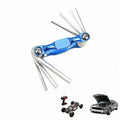 Professional 8-in-1 Folding Hex Key Set, CR-V Steel Metric Allen Wrench Multi-Tool, Blue, 1.5-6mm, Compact Design with Carabiner for Bike, Auto, Furniture Repair