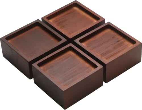 Lufia 2 Inch Solid Pine Wood Furniture Risers Set of 4,Heavy Duty Silicone Non Slip Lift Blocks for Bed Sofa Desk Cabinet - color: Dark Brown - 4-pack, size: 2 Inch