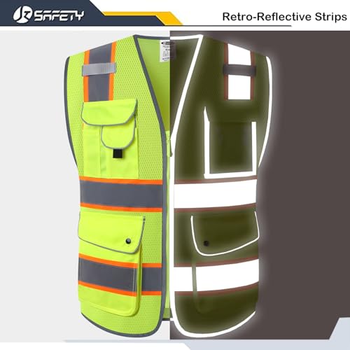 JKSafety Safety Vest for Men Women Reflective Hi Vis JK100 Yellow M - color: 100-yellowt2, size: Medium