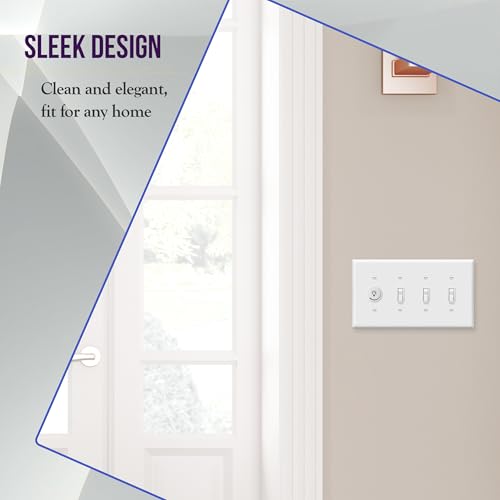 ENERLITES Mid-Size 4-gang Toggle Light Switch Cover Plate, 2 Pack, White - color: White, size: Mid-Size (Pack of 2)