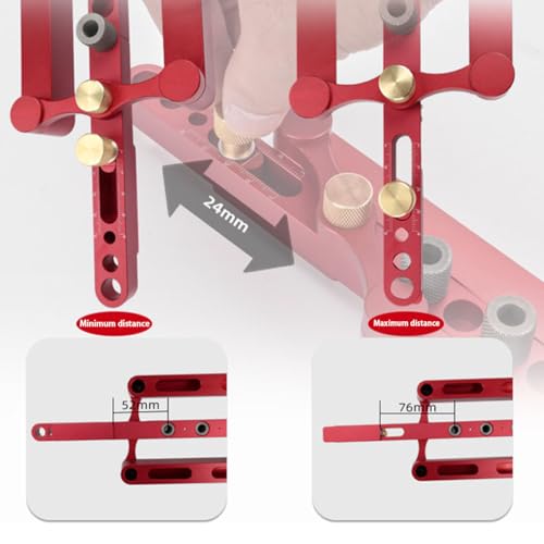 Self Centering Dowel Jig with 6/8/10mm Positioner Locator - color: Red(metric)