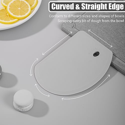 Sapid Flexible Curved Edge Silicone Bowl Scraper Dough Scraper Baking Bread - color: Gray
