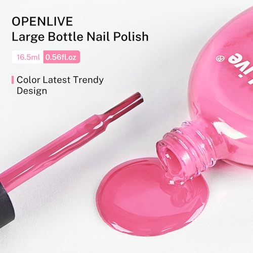 OpenLive 16.5ml Rose Pink Nail Polish Large Volume Quick Drying Nail Polish, Fast Drying and Long Lasting Color Nail Art DIY Home Manicure Gift for Women - color: Rose Pink