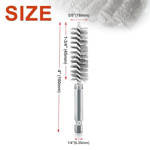 5Pcs 5/8" Stainless Steel Wire Bore Brush for Power Drill Cleaning - size: 16mm | 5/8"