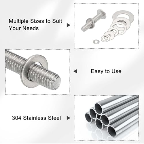 PATIKIL #10 304 Stainless Steel Flat Washers, 50 Pcs Round Metal Washer Small Spacer for Screws Bolts Nuts Assortment (2/9" ID x 1/2" OD) - size: #10 (2/9" ID x 1/2" OD)