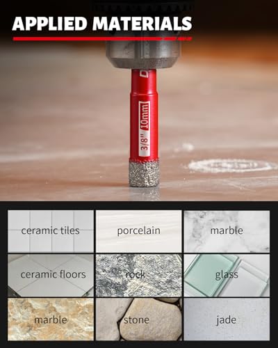 DAYDOOR Dry Diamond Drill Bits, 1/4" 5/16" 3/8" 1/2" Tile Drill Bits Set - size: 1/4", 5/16", 3/8",1/2"