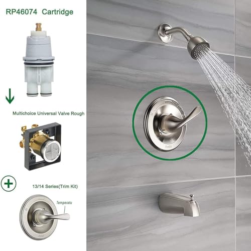 RP46074 Shower Valve Cartridge Repair Assembly Compatible for Delta Shower and Tub 13/14 Series Faucet,Replacement for Monitor Shower Cartridge,Single-Handle Universal Valve Cartridge Repair Kit-2 Pcs - style: RP46074-2 Pack