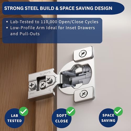 Burks 30 Pack 1/2" Overlay Soft Close Face Frame Cabinet Hinges - size: 1/2'' Overlay