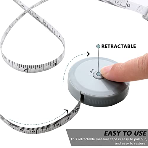 Mini Retractable Tape Measure(3 Packs) + Soft Fabric Sewing Ruler(1 Pieces), Flexible, Pocket Size, Dual Sided, 150CM Tailor Measuring Tapes for Body Measurement Weight Loss Cloth Knitting Craft