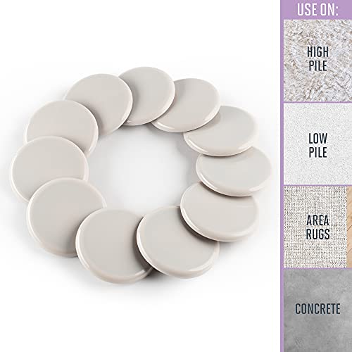 Super Sliders 3 1/2" Round Reusable Furniture Sliders for Carpet Easily Move Medium to Large Sized Items Across Carpet, 4 Pack Beige - color: Beige, size: 4 Count (Pack of 1)