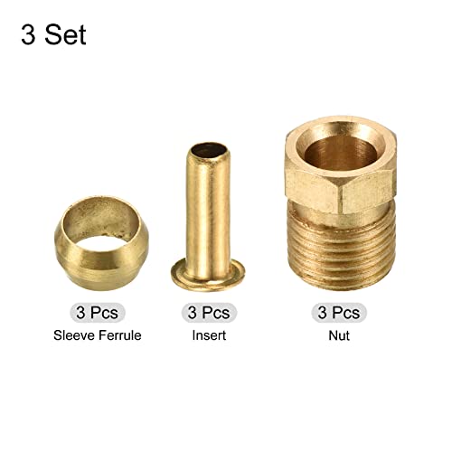 PATIKIL 4mm ID 6mm OD Tube Brass Compression Assortment Kit 3 Set - size: 4mmx6mm
