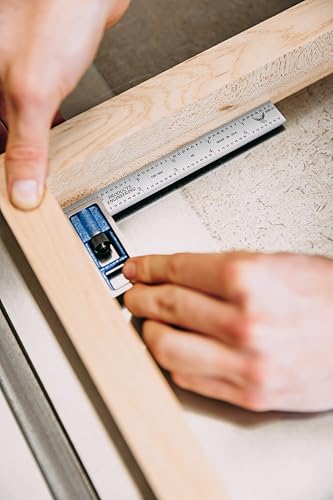 PEC Tools Double Square, 6"/150mm Blade, English & Metric, Cast Iron Head - color: Graduation: E/M (32nds/64ths/mm/0.5mm), size: 6"