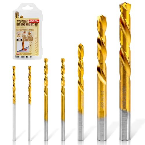 7PCs M35 Cobalt Left Hand Drill Bits Set 5/64",7/64",5/32",1/4",19/64" - size: 5/64 in - 19/64 in (7Pcs)