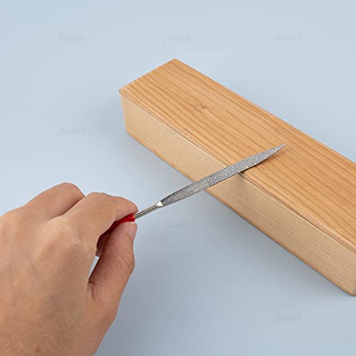 AUEAR, Set of 10 Pack Mini Diamond Needle File Barrette Crossing Knife Equaling Warding Square Three Round Tapered Half for Jewelers Glass Metal Wood