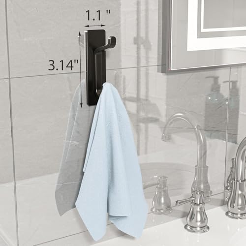 Self Adhesive Wall Hooks for Hanging: Extra Strong 13 LB, Hook for Coat, Towel in Bathrooms, Shower, Kitchen, Wall, Door Hook, Black 4 Pack - color: Black, size: 4 Pack