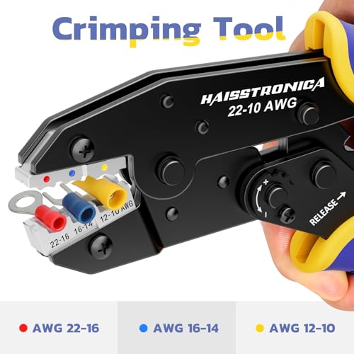 haisstronica Wire Stripper and Crimper Set, AWG 22-10 for Insulated