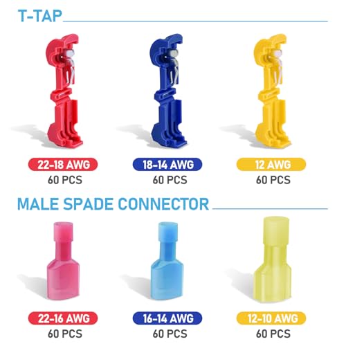 TICONN T Tap Wire Connectors, T Wire Quick Splice Connector, T Connectors for Wiring with Storage Case (360 Pcs) - style: 360 Pcs