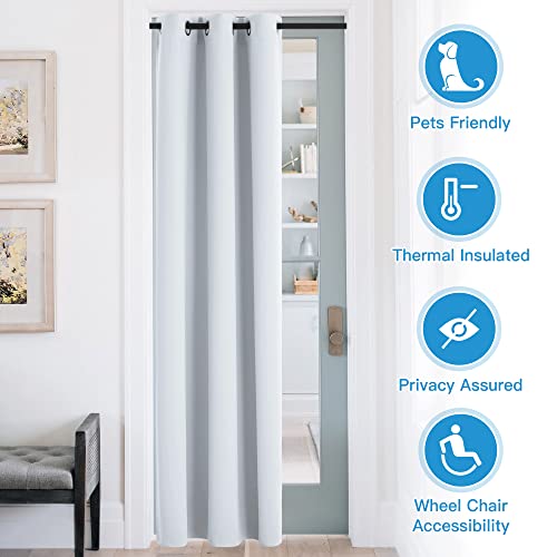 RYB HOME Blackout Curtains for Bedroom Closet Living Room Nursery Dining - color: Greyish White, size: 60"W x 90"L (Pack of 1)