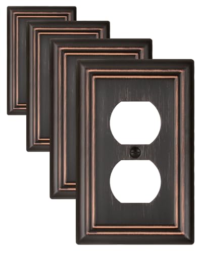 Switch Plates Outlet Covers, 4-Pack Metal Wall Plates, Aged Bronze - color: Aged Bronze, size: 1 Duplex 4PK