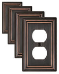 Switch Plates Outlet Covers, 4-Pack Metal Wall Plates, Aged Bronze - color: Aged Bronze, size: 1 Duplex 4PK