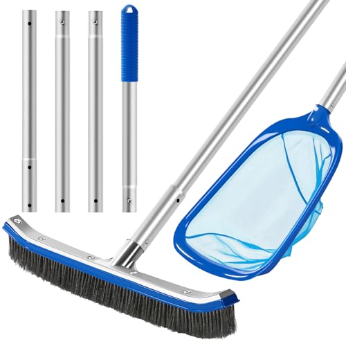 Potchen 3 Pcs Pool Cleaning Kit with Hand Skimmer Net, 17.9" Brush - style: 17.9" Brush