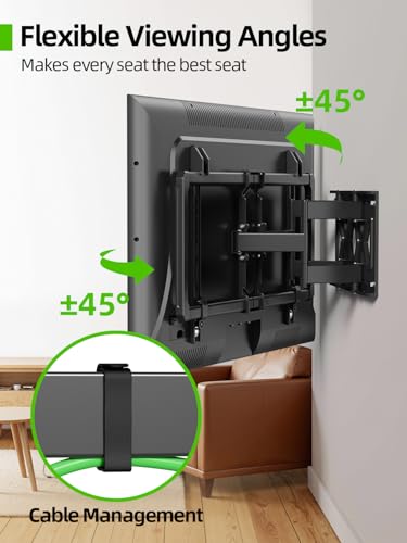 USX MOUNT Ultra Slim TV Wall Mount for Most 37-90 inch Television, Full Motion TV Mount Dual Swivel Articulating Tilt 6 Arms, Up to 120lbs, VESA 600x400mm, Max 16" Wood Studs, XML612-K - size: 37-90 INCH