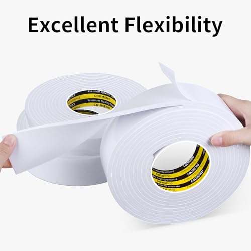 White Foam Tape Weather Stripping Sealing Sponge,2in x 16.4FT - color: White, size: 2in x 16.4FT