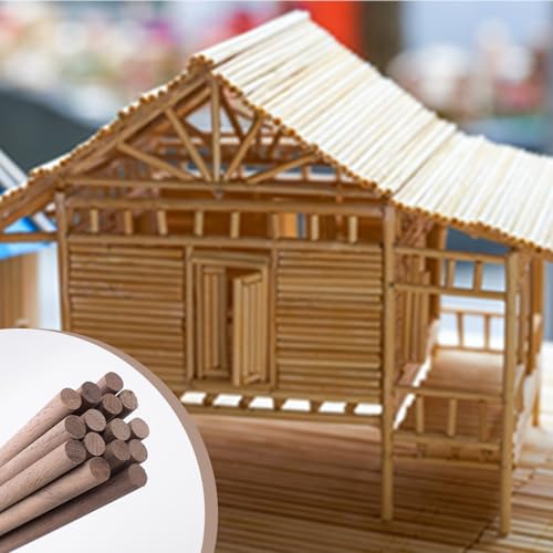 10 PCS Wooden Dowel Rods for Crafts Round Unfinished Walnut Dowel Rod Sticks Hardwood Sticks for DIY Crafting Woodworking and Building Model Material, (3/8 x 12 Inch)