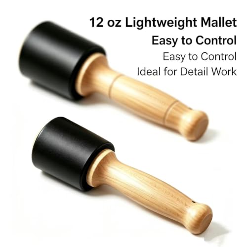 24 oz + 12 oz Black Woodcarving Hammer Set Non-Slip Polyurethane Hammer Head Woodworking Hammer (Suitable for Chisels and Carving Tools) - color: Black-2