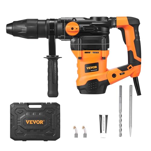 VEVOR 1-9/16 Inch SDS-Max Rotary Hammer Drill, 13Amp Corded Drills, Heavy Duty Chipping Hammers w/Vibration Control & Safety Clutch, Electric Demolition Hammers Variable Speed, Power Tool For Concrete - size: 1-9/16 in