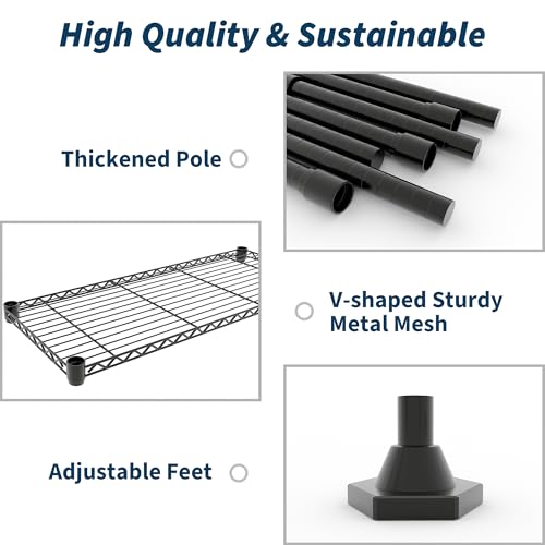 5-Tier Metal Storage Shelves, Heavy Duty Wire Rack Shelving Unit for Garage Kitchen Storage, 15.7"D x 71"W x 70.5"H Adjustable Shelf for Basement & Pantry Room Organization, Easy Assembly - size: 71"W x 70.5"H x 15.7"D, 5-Layer,