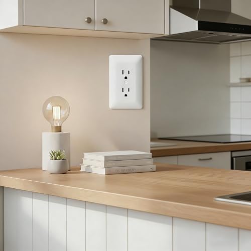 ZEFTV 6 Pack Duplex Outlet Covers Wall Plates 1-Gang Switch Outlet Electrical Cover Plate Unbreakable Thermoplastic Faceplate for Light Receptacle Outlet Switch, Glossy White - color: Single Outlet covers, size: 6 Pack