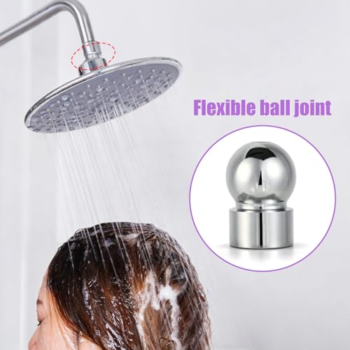 1/2 Inch Shower Arms Ball End Adapters with Gasket Washer Filters, Flexible Shower Head Ball Joint Replacement Parts for Fixed or Handheld Swivel Showers Chrome-Plated Finish & Tightly Sealed