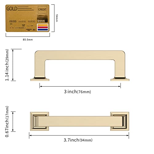 Amerdeco 10 Pack Brushed Brass Cabinet Pulls 3 Inch(76MM) Hole Centers Kitchen Cabinet Handles Cabinet Hardware Kitchen Handles for Cabinets Cupboard Handles Drawer Pulls ZH0019 - color: Brushed Brass, size: 3" Hole Center