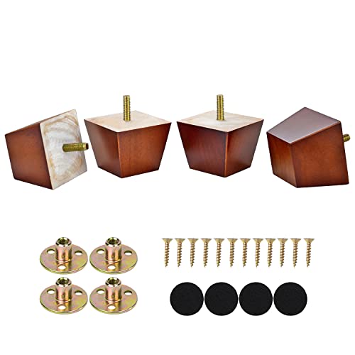 Michanco 2 inch Sofa Legs Square Furniture Feet Screw in Wood Replacement Leg Set of 4 for Ottoman Couch Armchair Recliner - size: 2 Inch Walnut