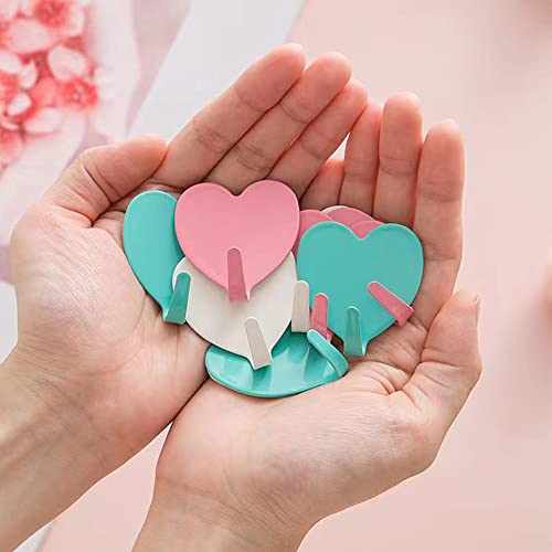 JtmyAota 6 Pack Heart Wall Hooks, Kawaii Room Decor Hooks - color: White